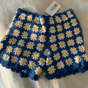 Sadie & Sage Daisy Blue Knit Shorts, Size S